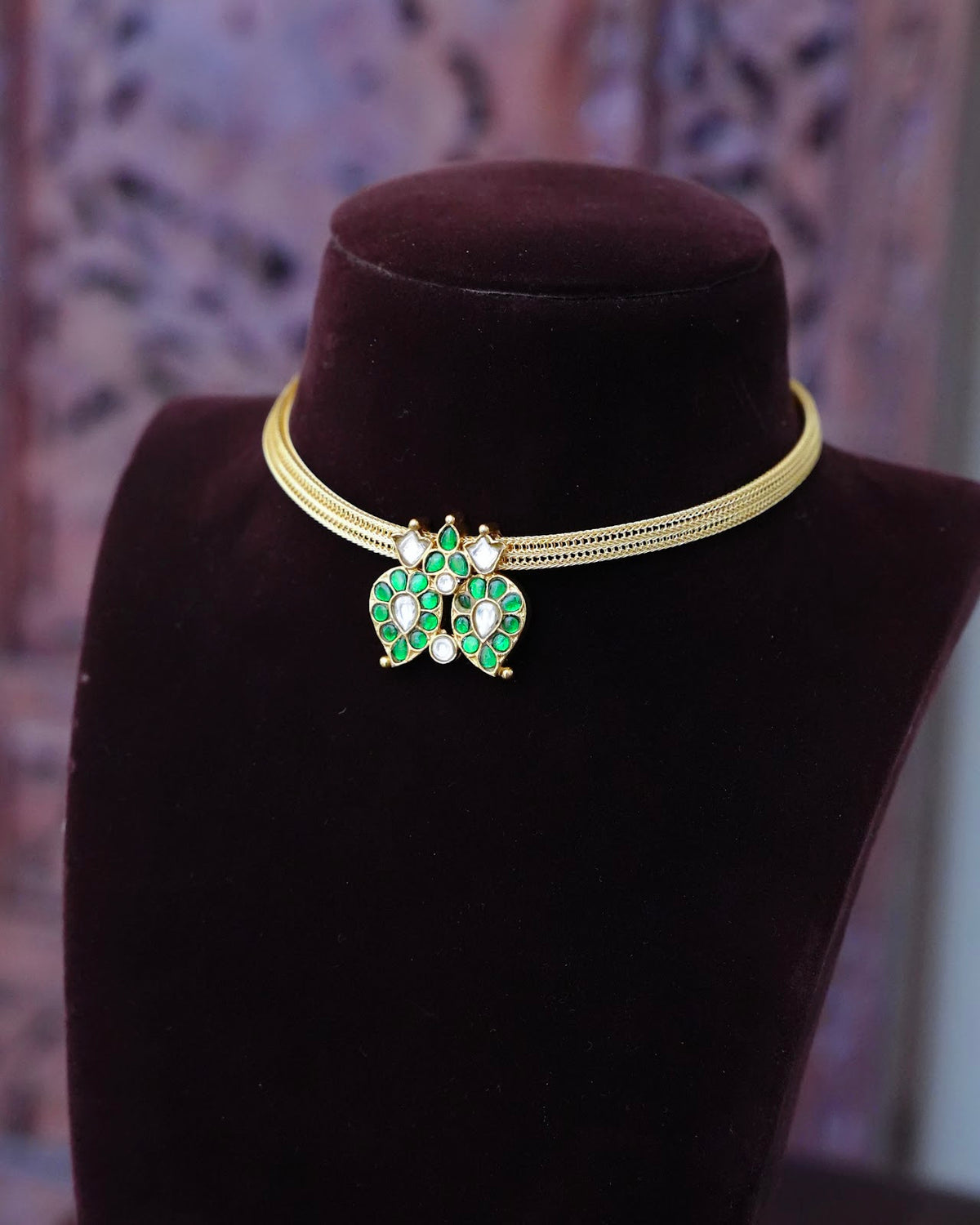 2-in-1 Jadau Kundan Mango Chain Choker | Green & Ruby | Handmade Gold Plated | NC933