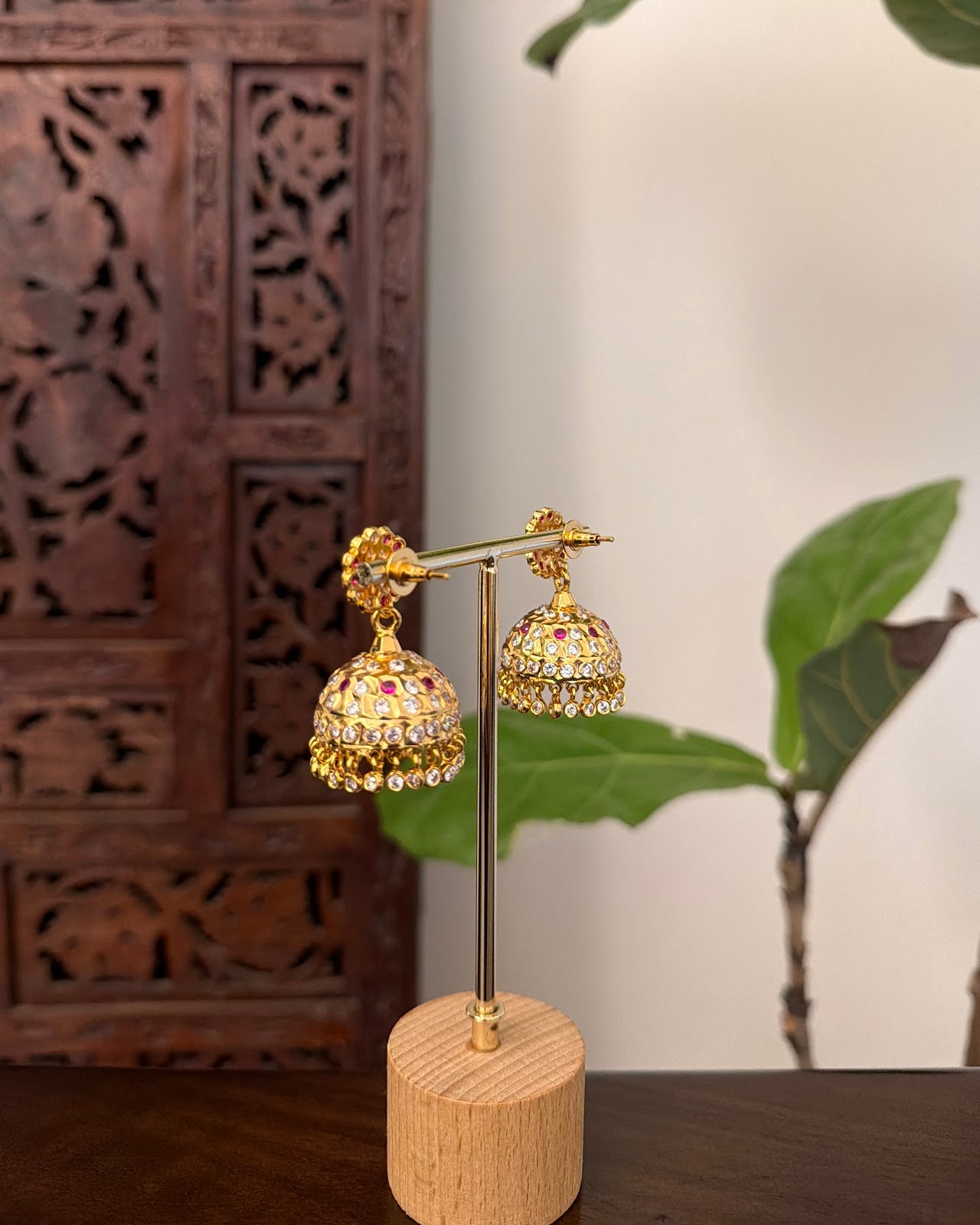 Vintage Impon Jhumkas | Handmade Gold Tone | ER460