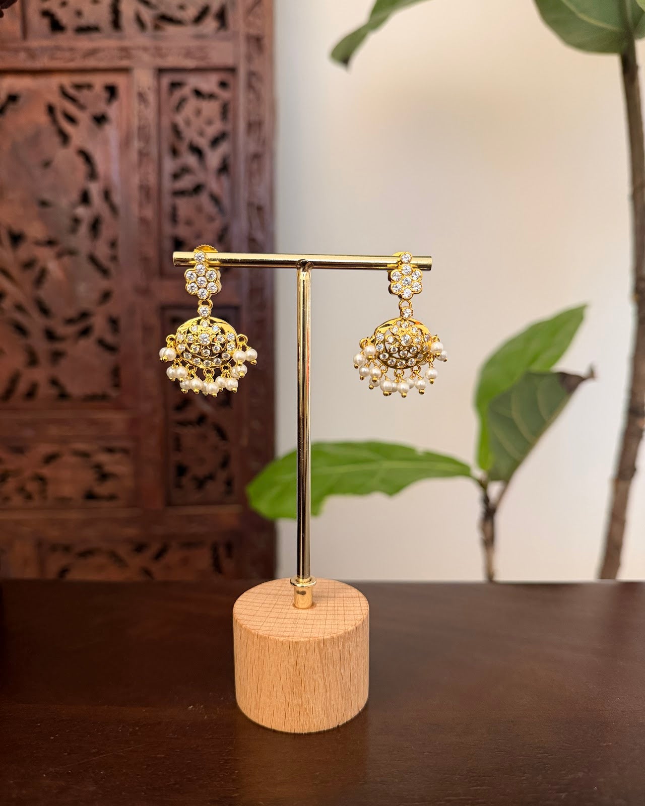 Layered Attigai Necklace with Earrings | Handmade Gold Tone | NC809