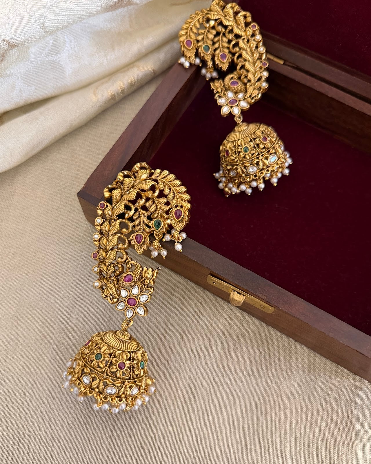 Antique Kundan Ear Cuff Jhumkas ER402