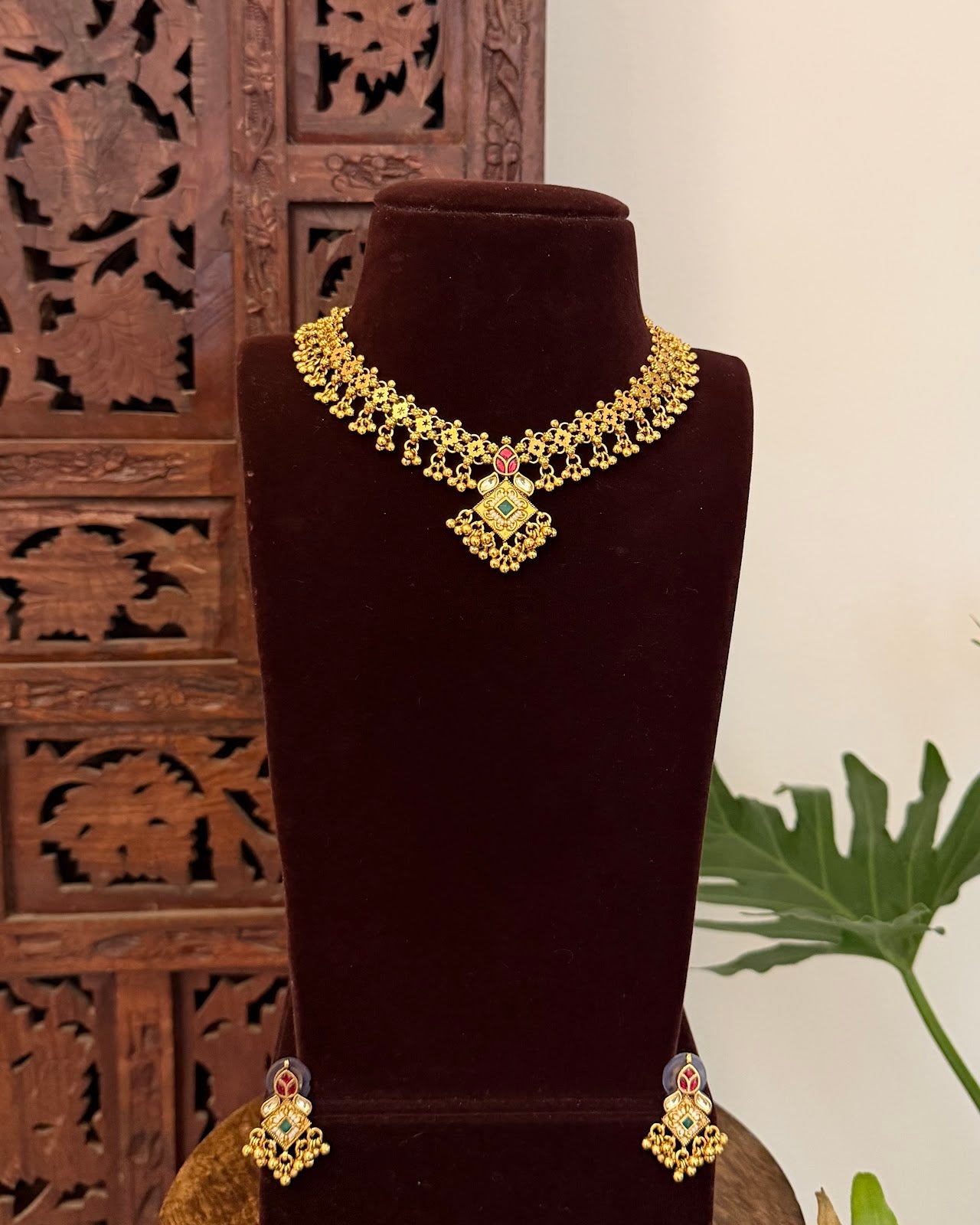 Heritage Kundan Chain Choker with Earrings NC697