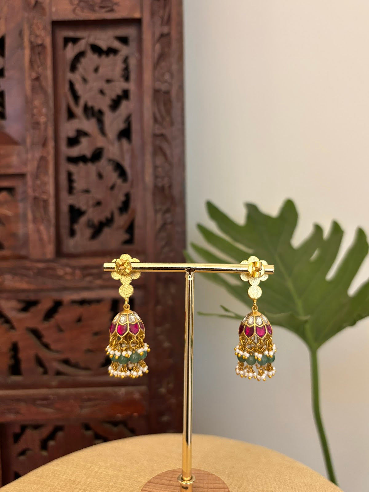 Traditional Jadau Kundan Earrings | Handmade Gold Plated | ER424