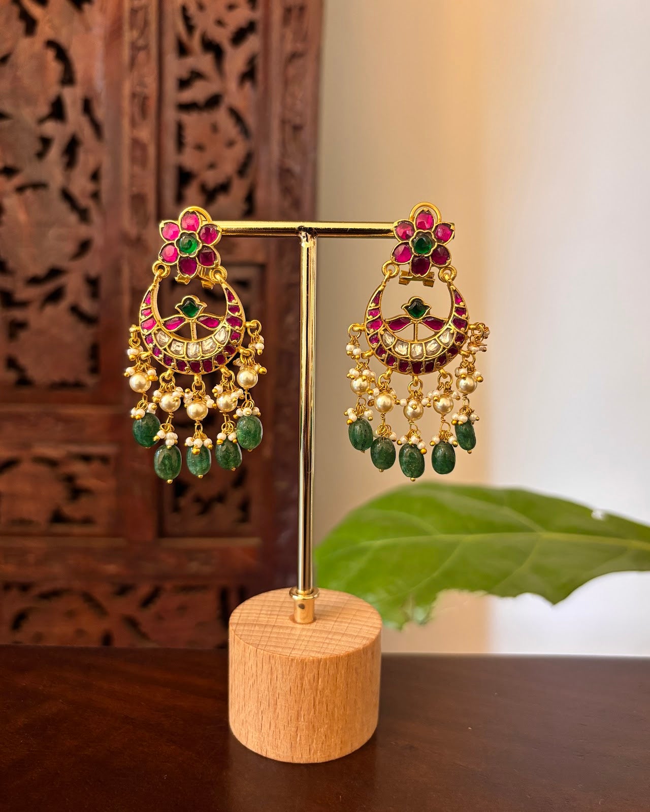 Floral Multicolor Jadau Kundan Earrings | Handmade Gold Plated | ER470