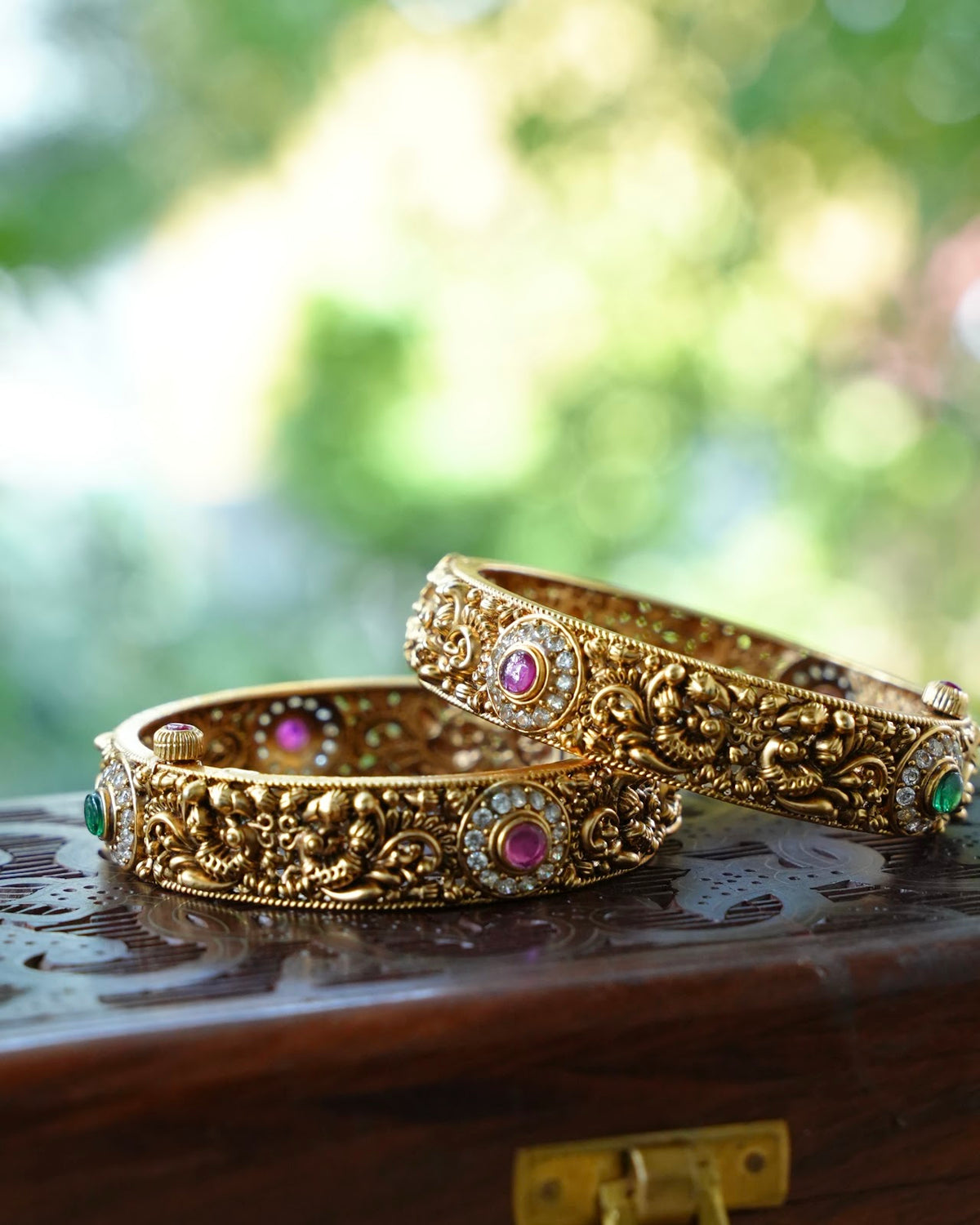 Jadau Kundan Antique Kada Bangles — Multicolour | BA166 | BA167 | BA168