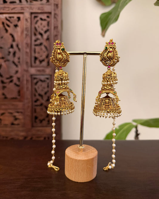Antique Three Layer Statement Jhumkas | ER512