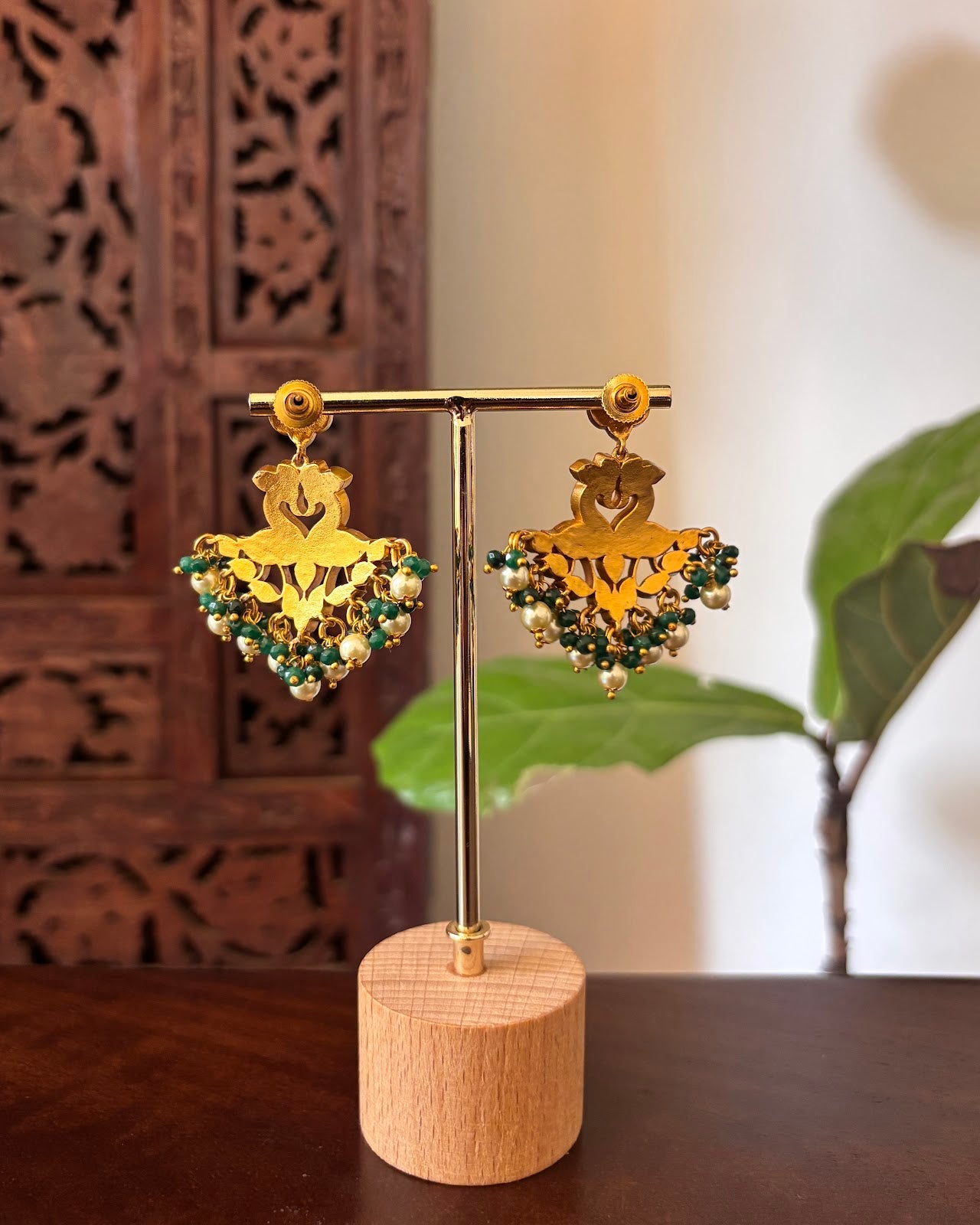 Traditional Multicolour Peacock Jhumkas | Jadau Kundan Gold Plated | ER465