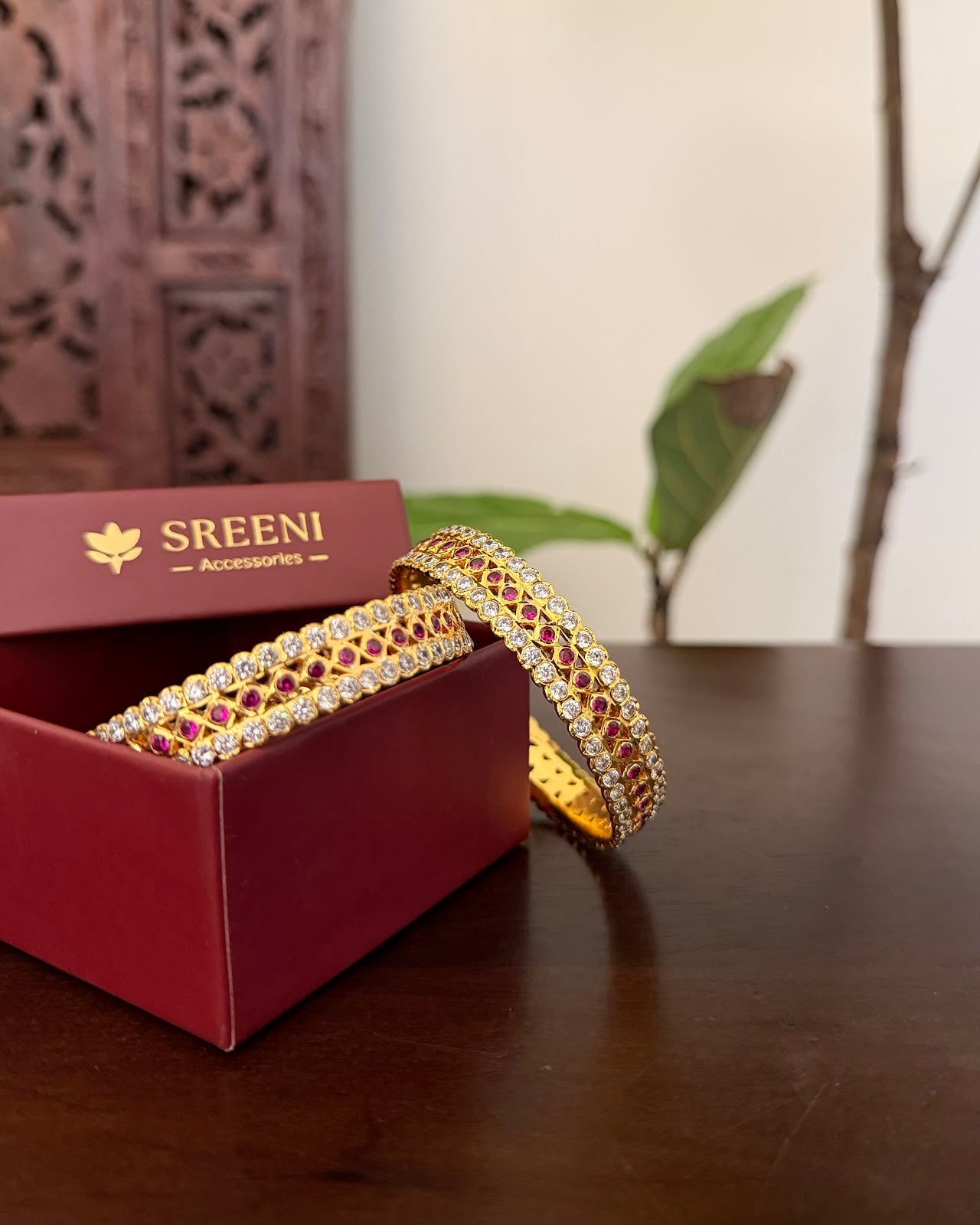 Vintage Impon Bangles | Pink & White | Handmade Gold Tone | BA133 | BA134 | BA135