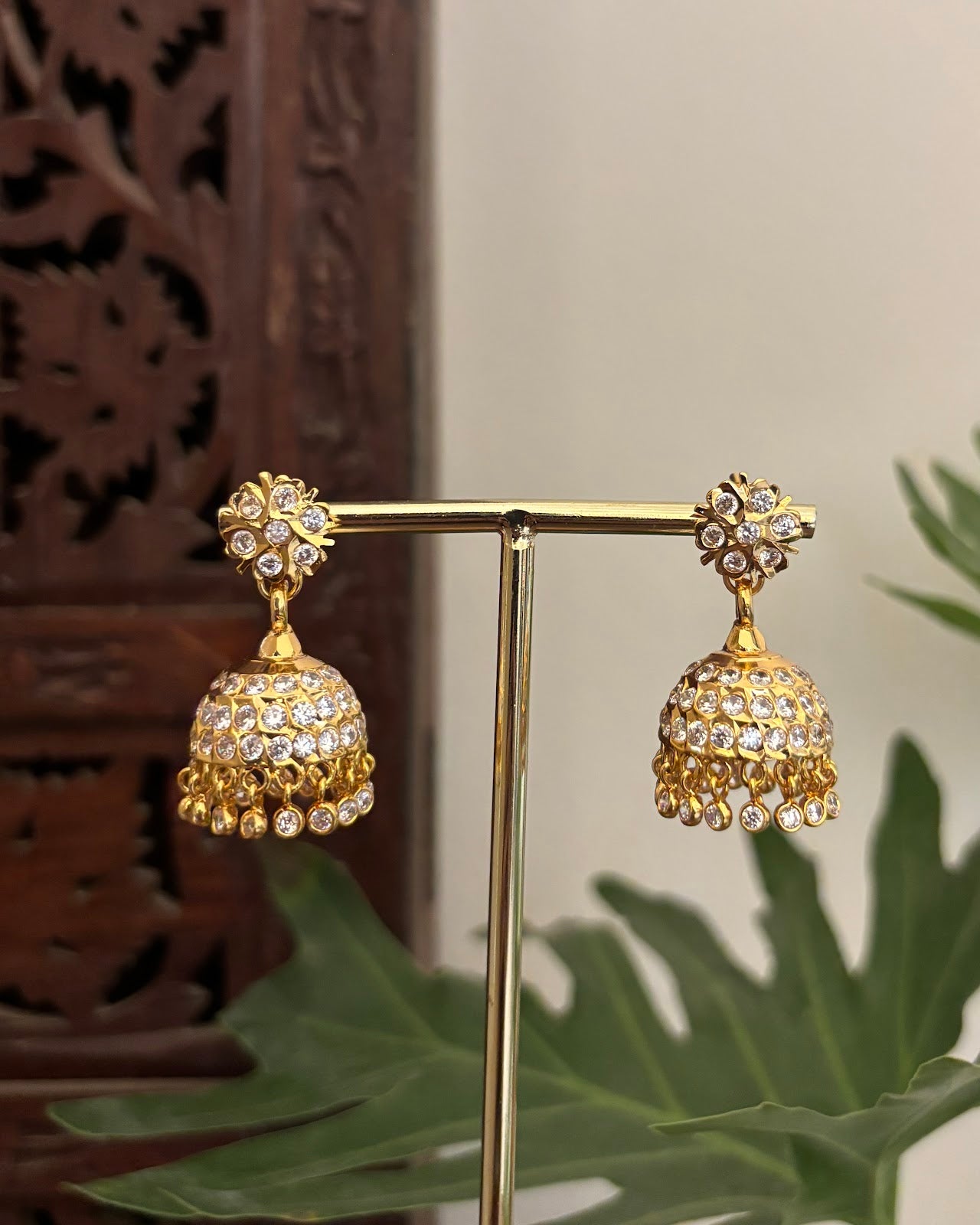 Vintage Impon Small Classic Jhumkas White ER396