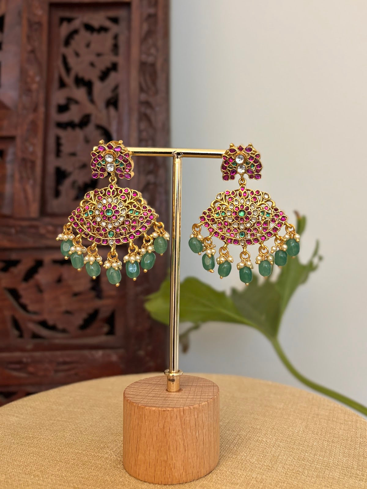2 in 1 Floral Kundan Statement Earrings | Handmade Gold Plated | ER432