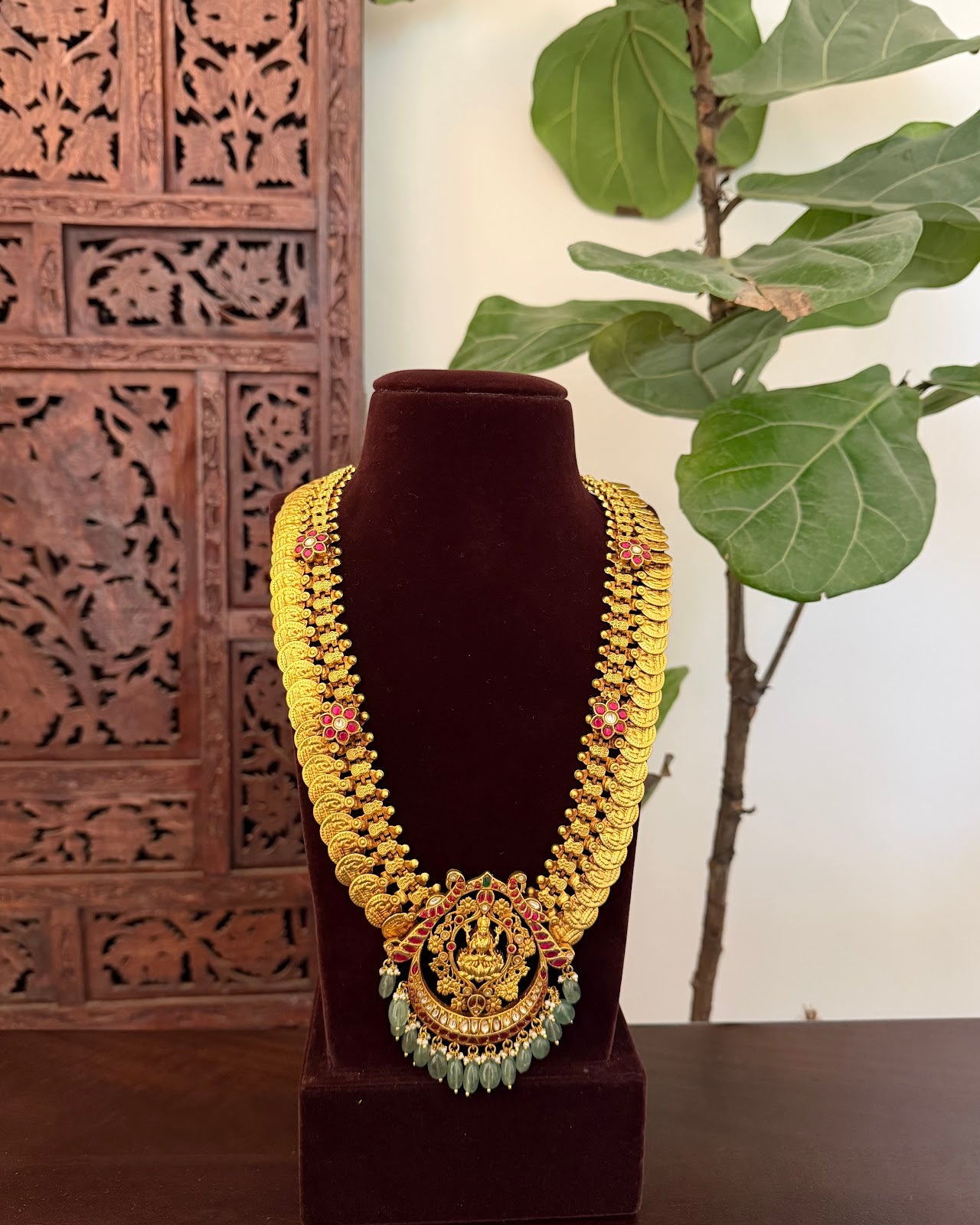 Royal Lakshmi Kaasu Necklace | Heritage-Inspired Handmade Gold Plated | NC830