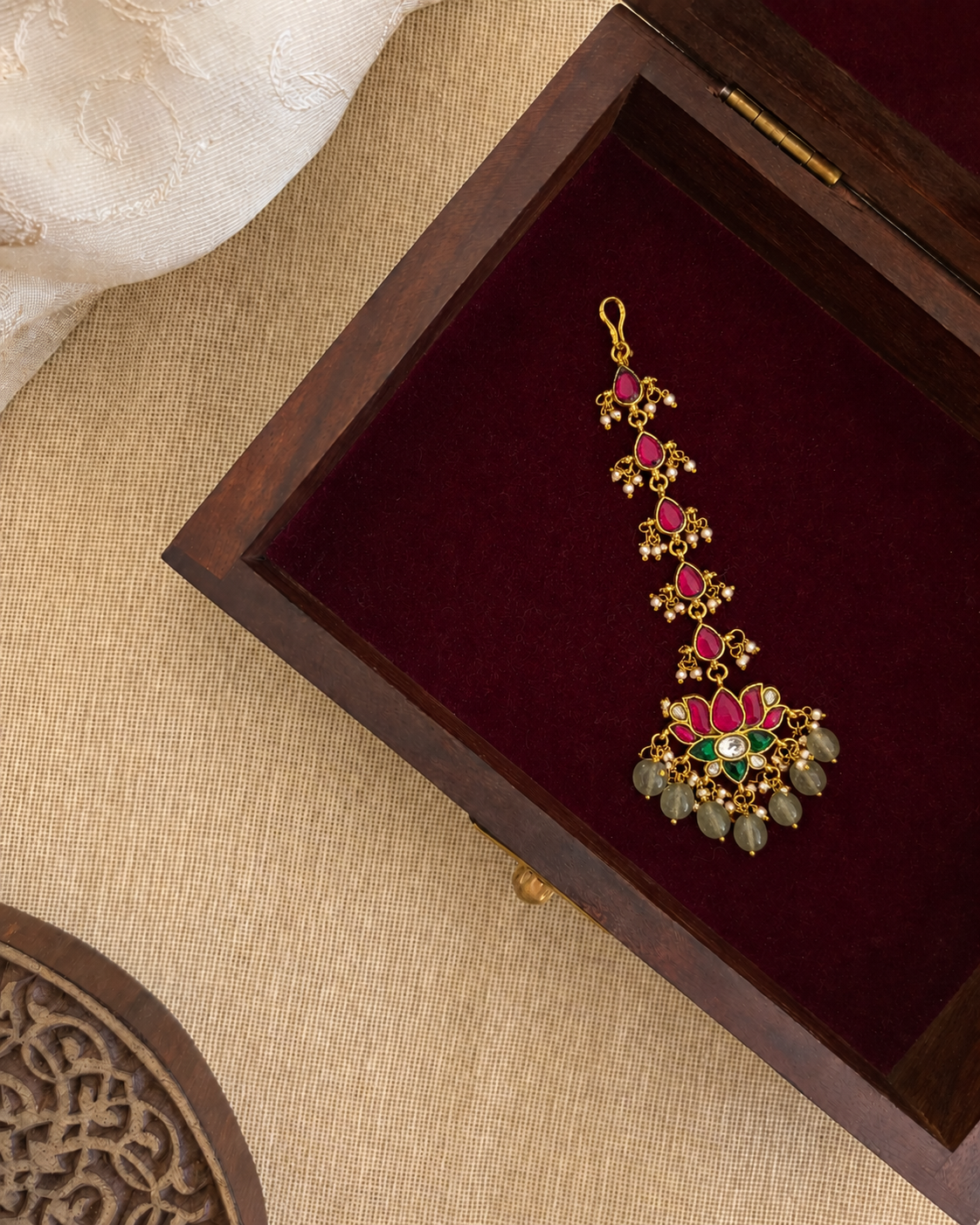 Lotus Floral Jadau Kundan Maang Tikka | MT341