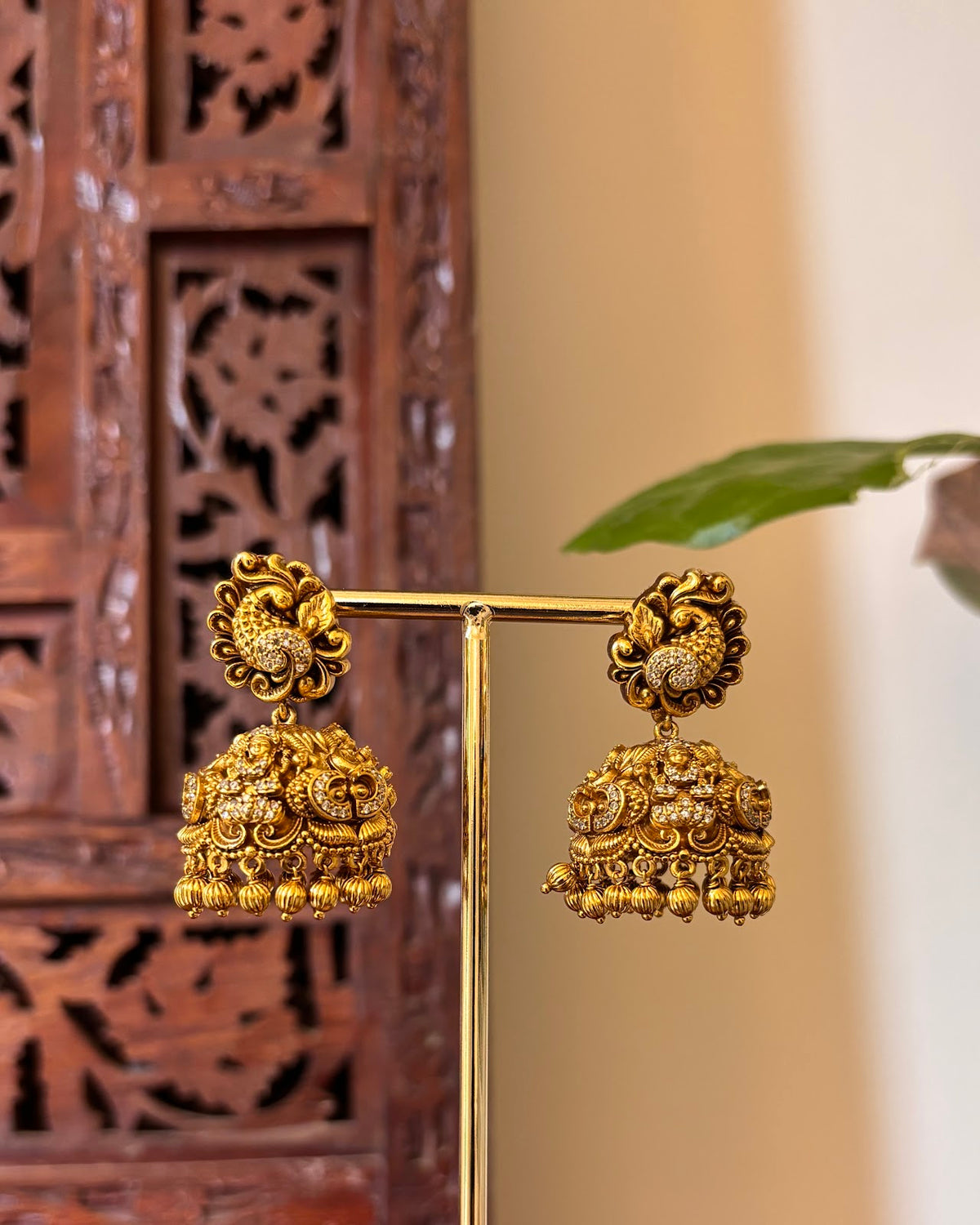 Statement Antique Peacock Jhumkas | Handmade Gold Plated | ER503