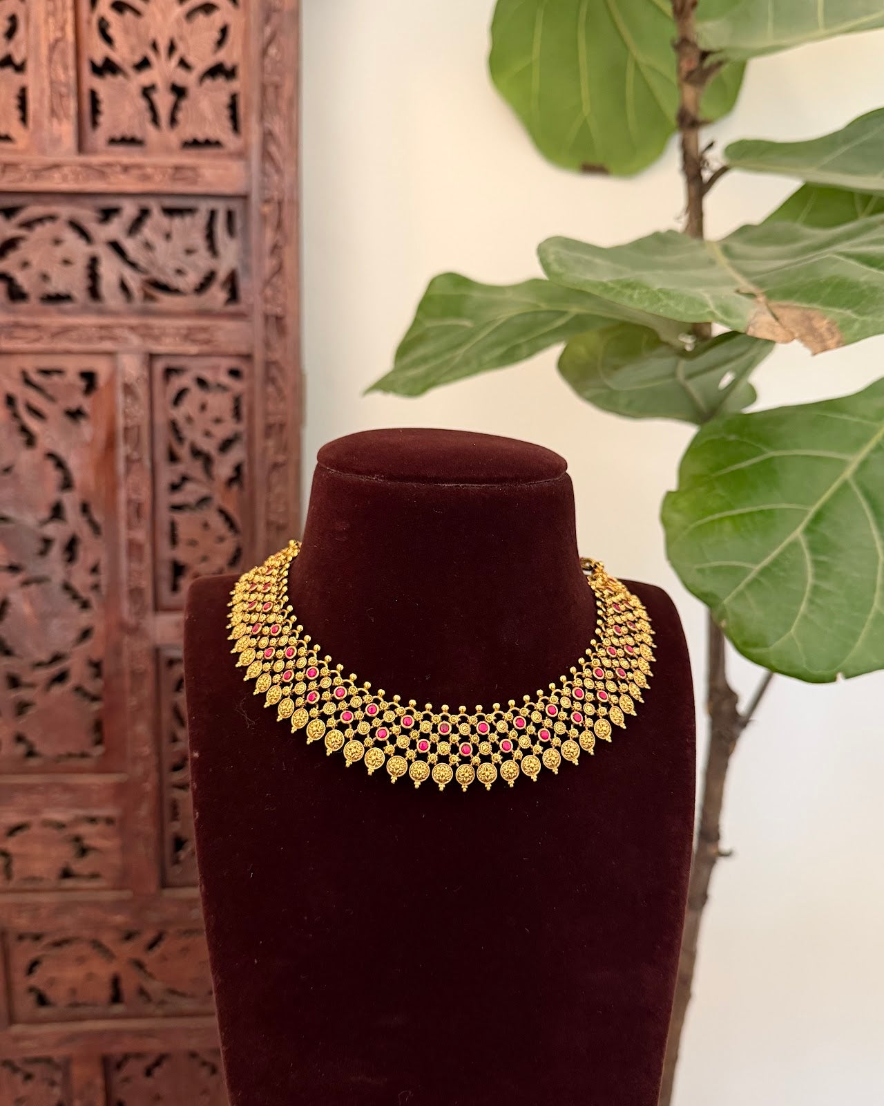 Minimalist Kemp Stone Necklace With Earrings | Handmade Gold Plated | NC828