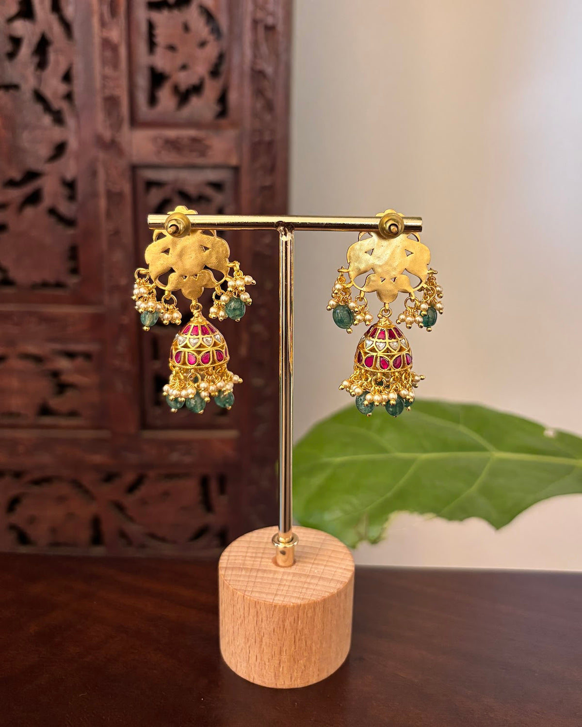 Floral Multicolor Jadau Kundan Earrings | Handmade Gold Plated | ER477