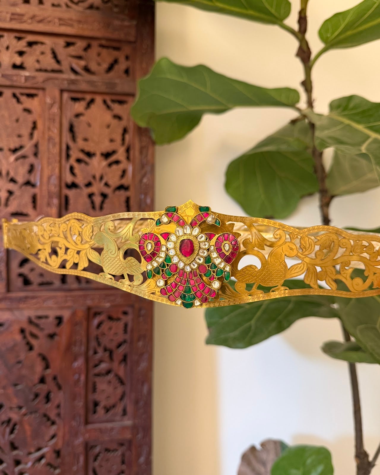 Gandaperunda Antique Hipbelt - Multicolor | Handmade Gold Plated | WB045