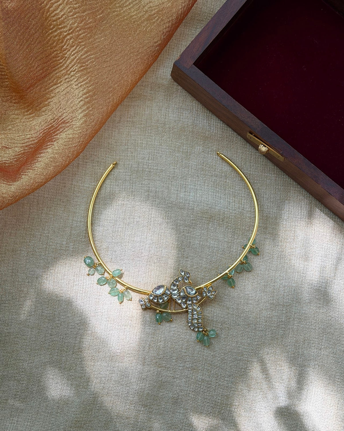 Jadau Kundan Peacock Chain Necklace NC878