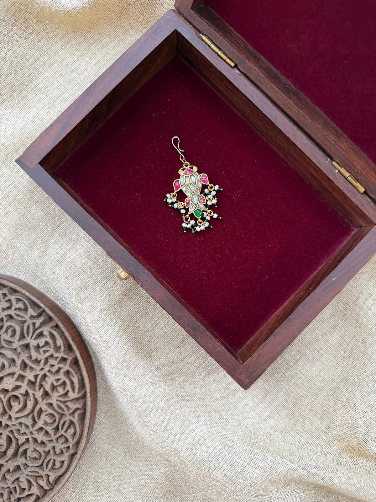 Royal Floral Jadau Maang Tikka | Multi Colour | Handmade Gold Plated | MT383