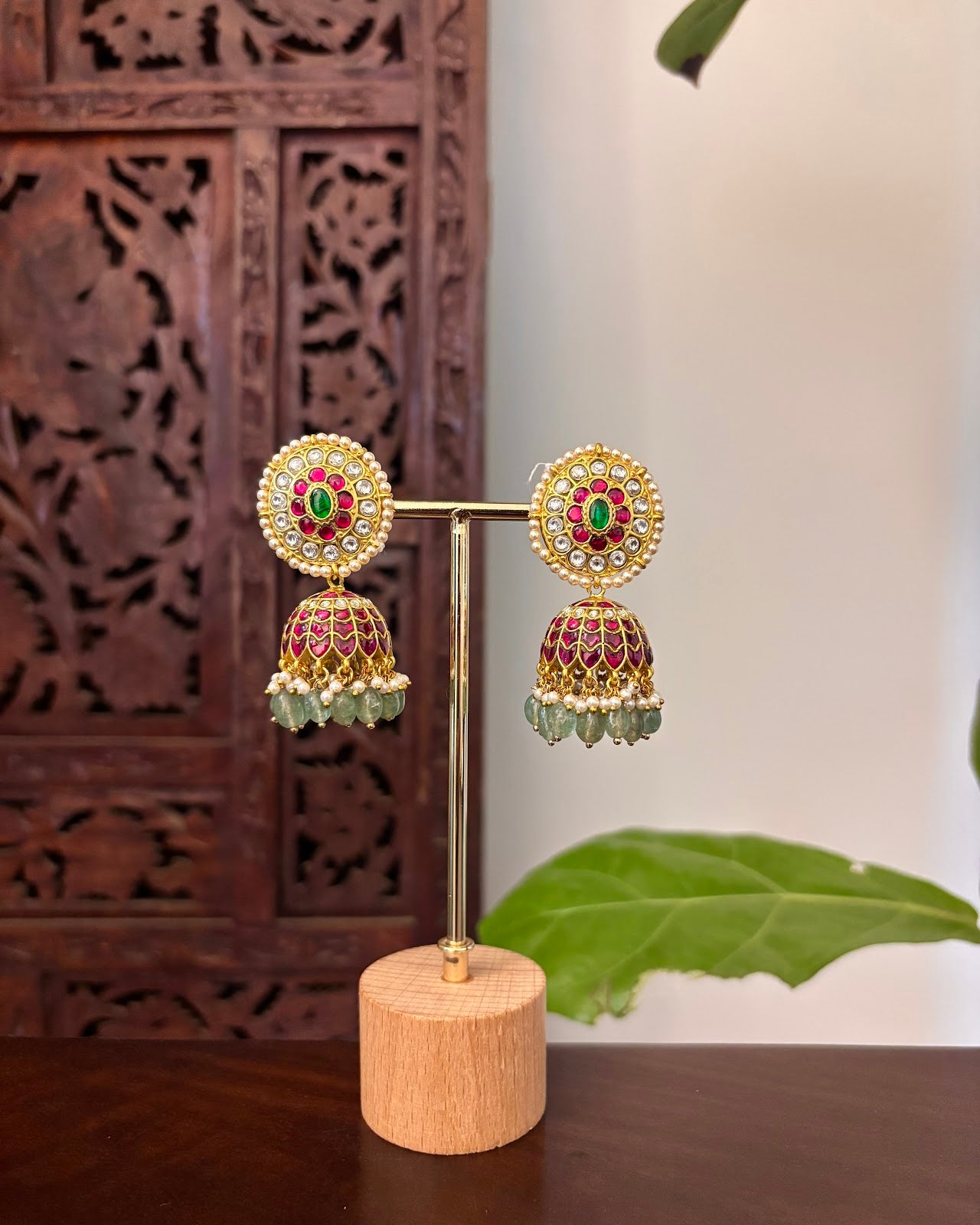 Royal Bloom Jadau Jhumkas | Handmade Gold Plated | ER475
