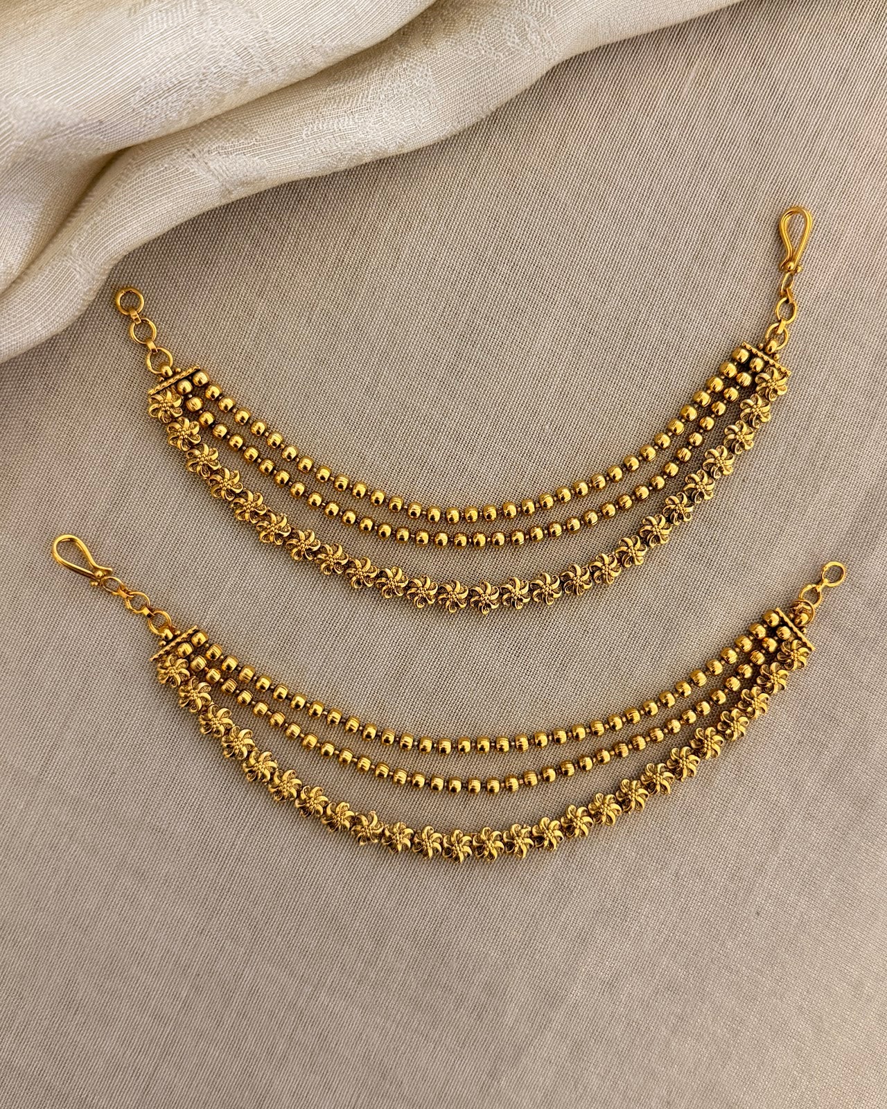 Heritage Gold Plated Three-Layer Ear Chain EC200