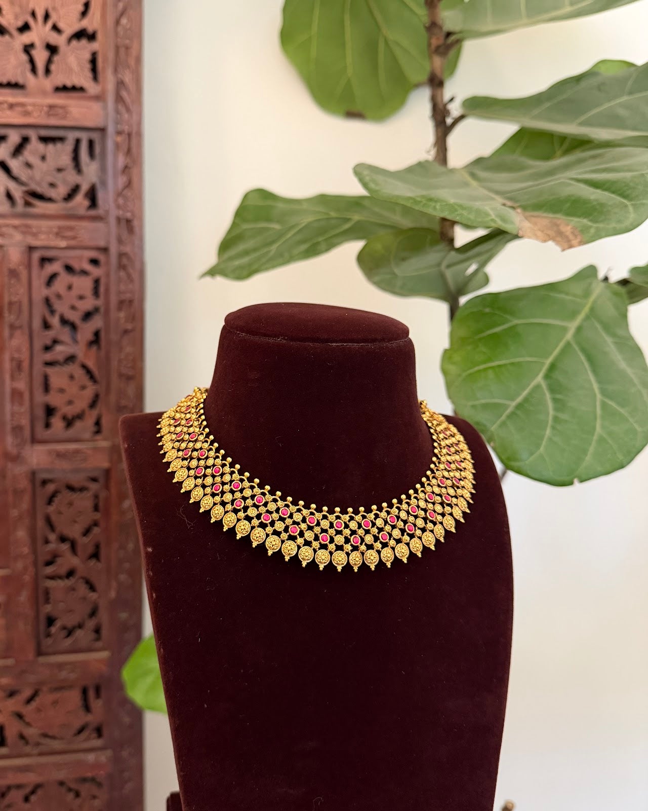Minimalist Kemp Stone Necklace With Earrings | Handmade Gold Plated | NC828