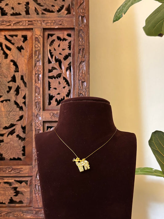 Invisible Chain with Kundan Deer Pendant  | NC748