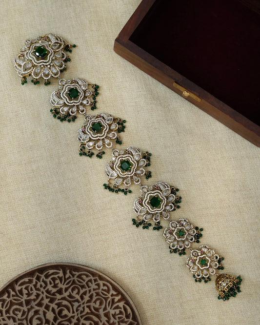 Traditional Long AD Stone Hair Accessory | Green | HA425