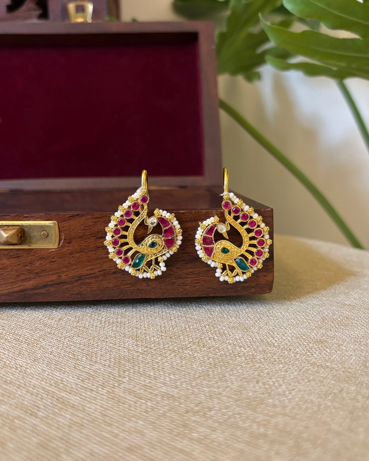 Peacock Jadau Kundan Hair Pendant HA353
