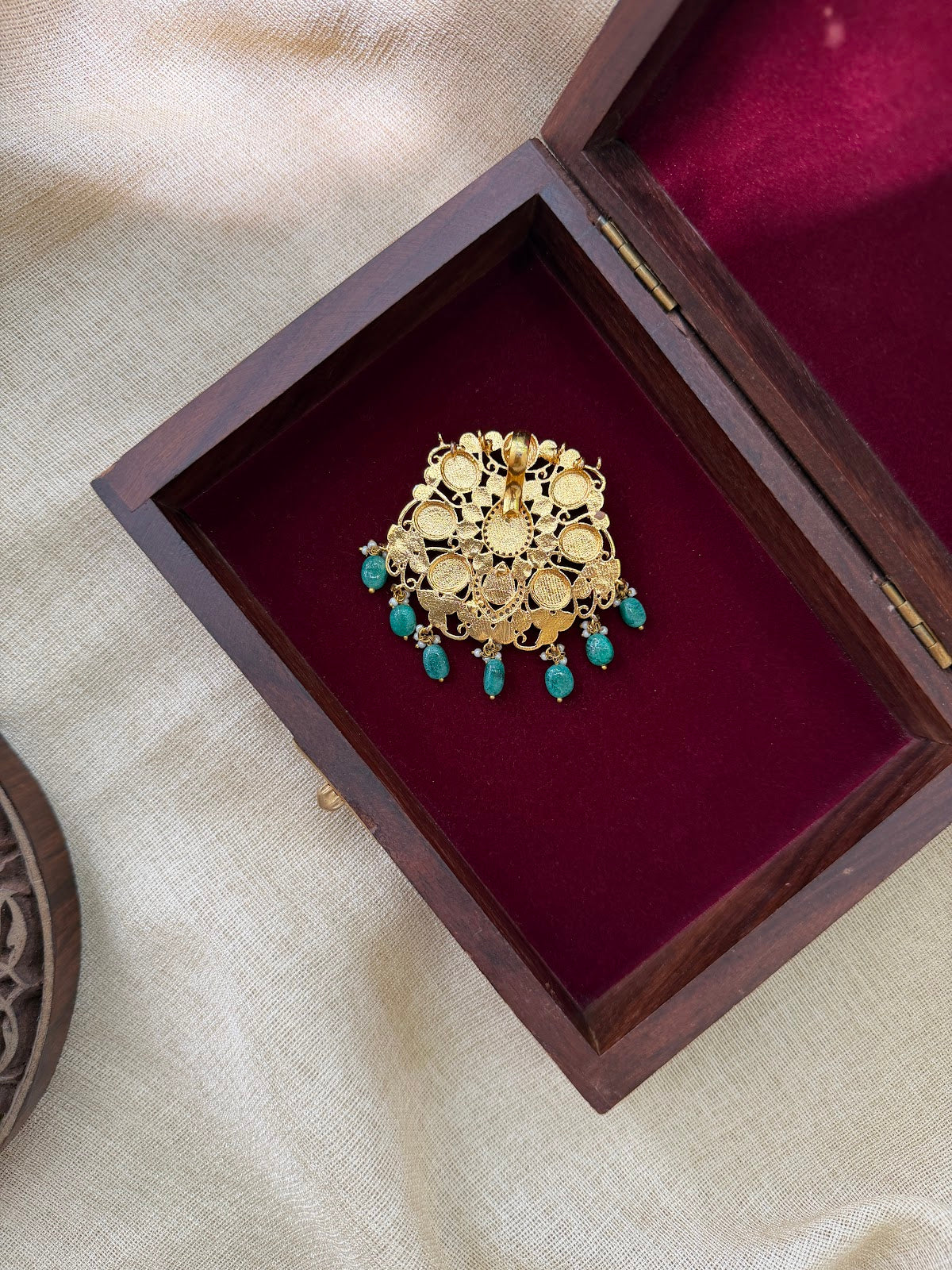 Jadau Kundan Multicolour Floral Pendant | Gold Plated Pearl Drop | HA394