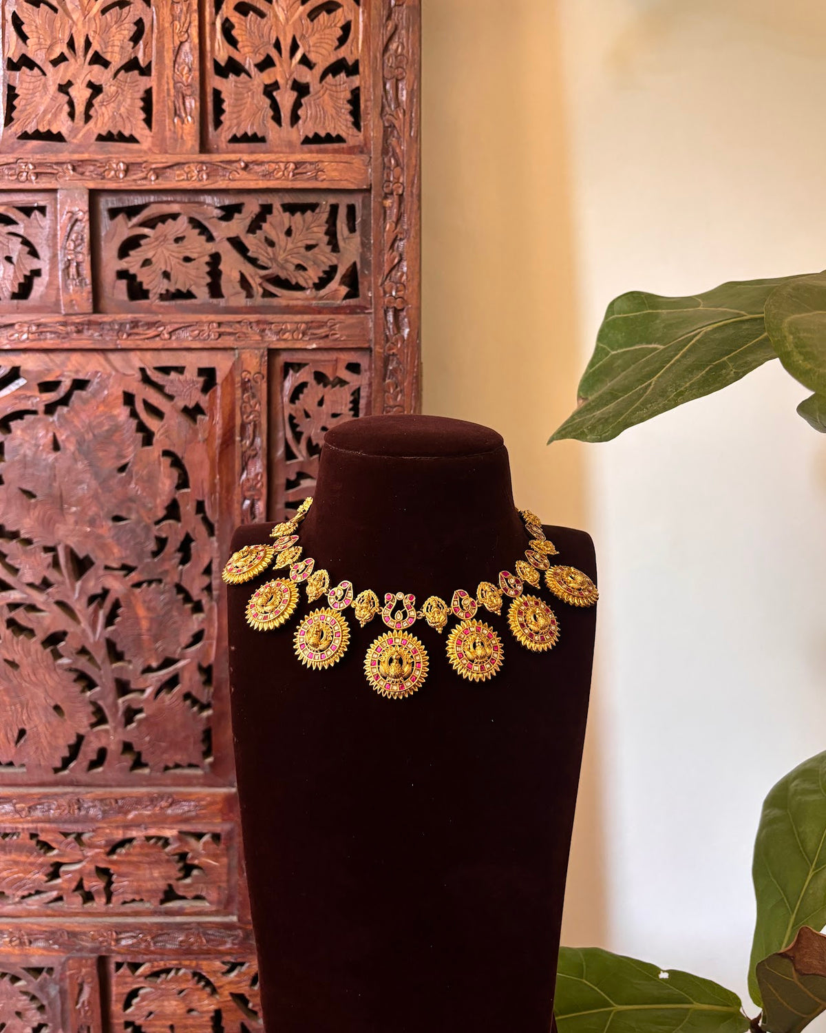 Antique Ruby Kundan Peacock Necklace Set | Handcrafted Heritage Jewellery | NC869