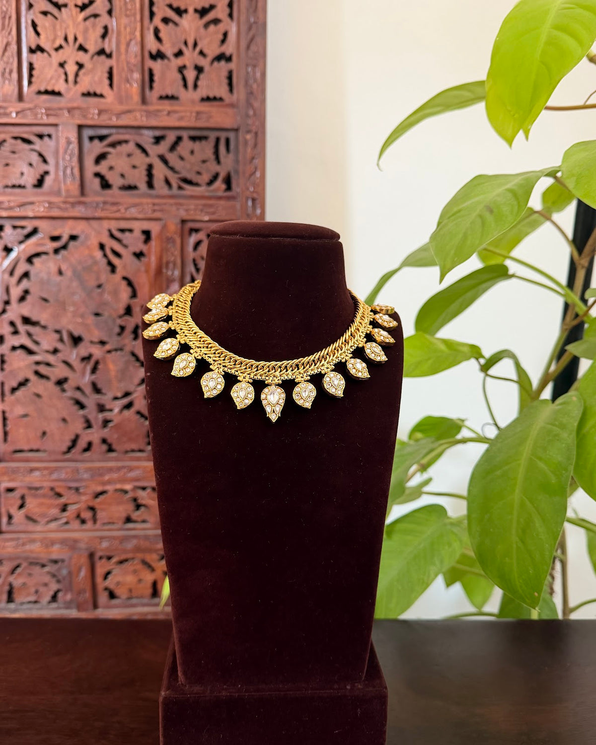 2 in 1 Reversible Mango Necklace with Earrings | Handmade Gold Plated | NC953