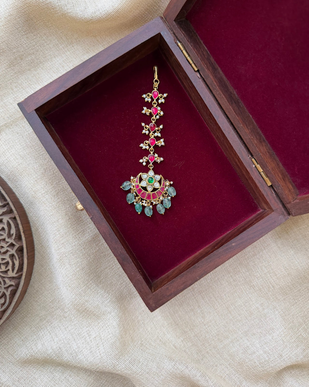 Jadau Bridal Kundan Maang Tikka | Handmade Gold Plated | MT375