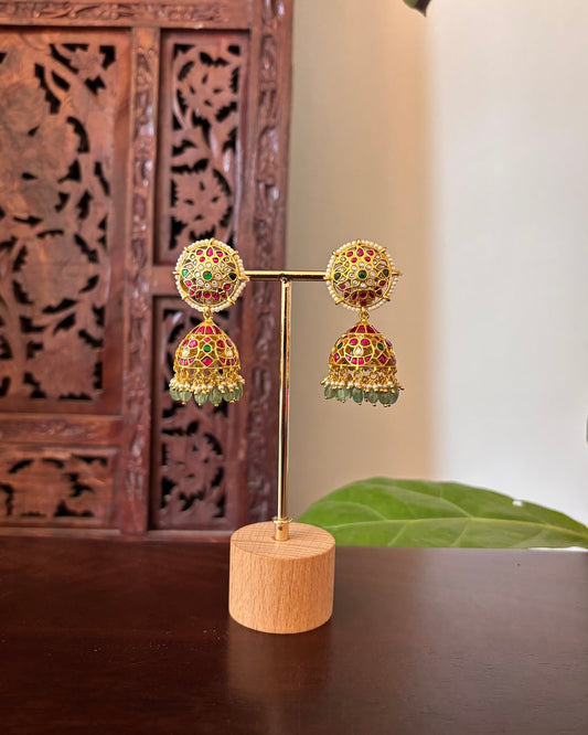Multicolour Ethnic Jhumki Earrings | Handmade Gold-Plated | ER492