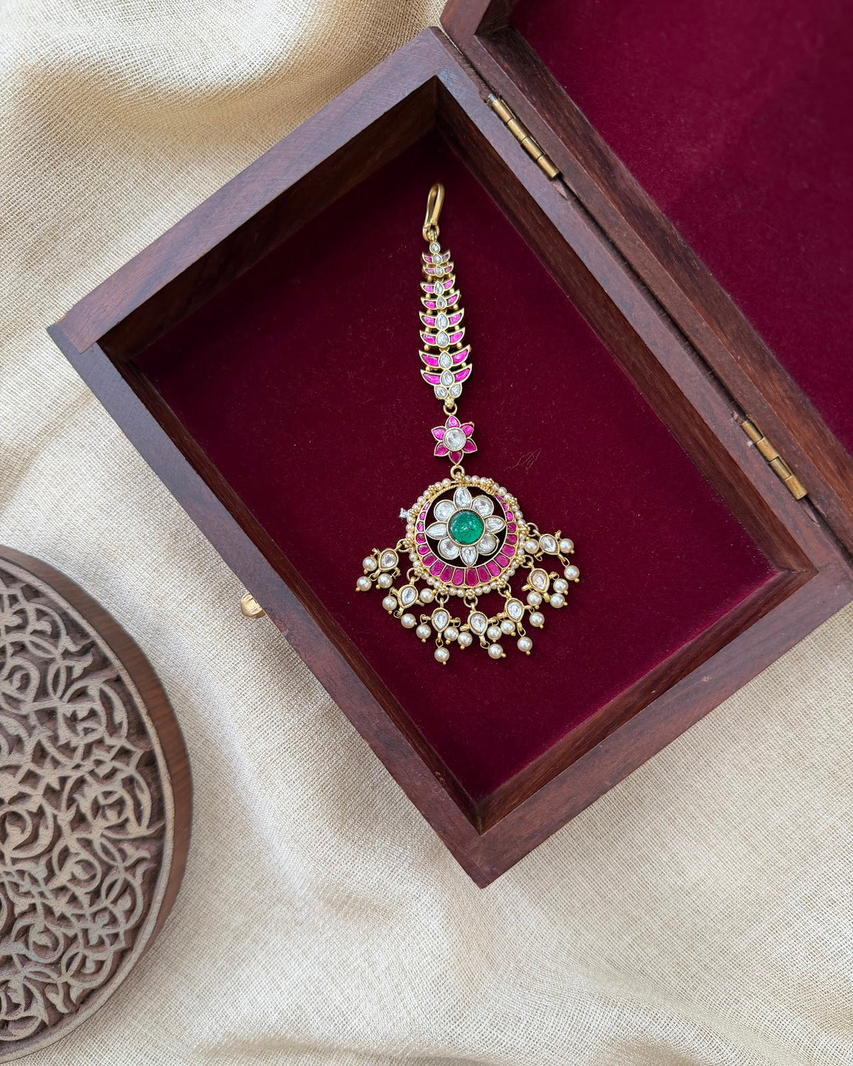Stunning Jadau Kundan Maang Tikka | Handmade Gold Plated | MT374