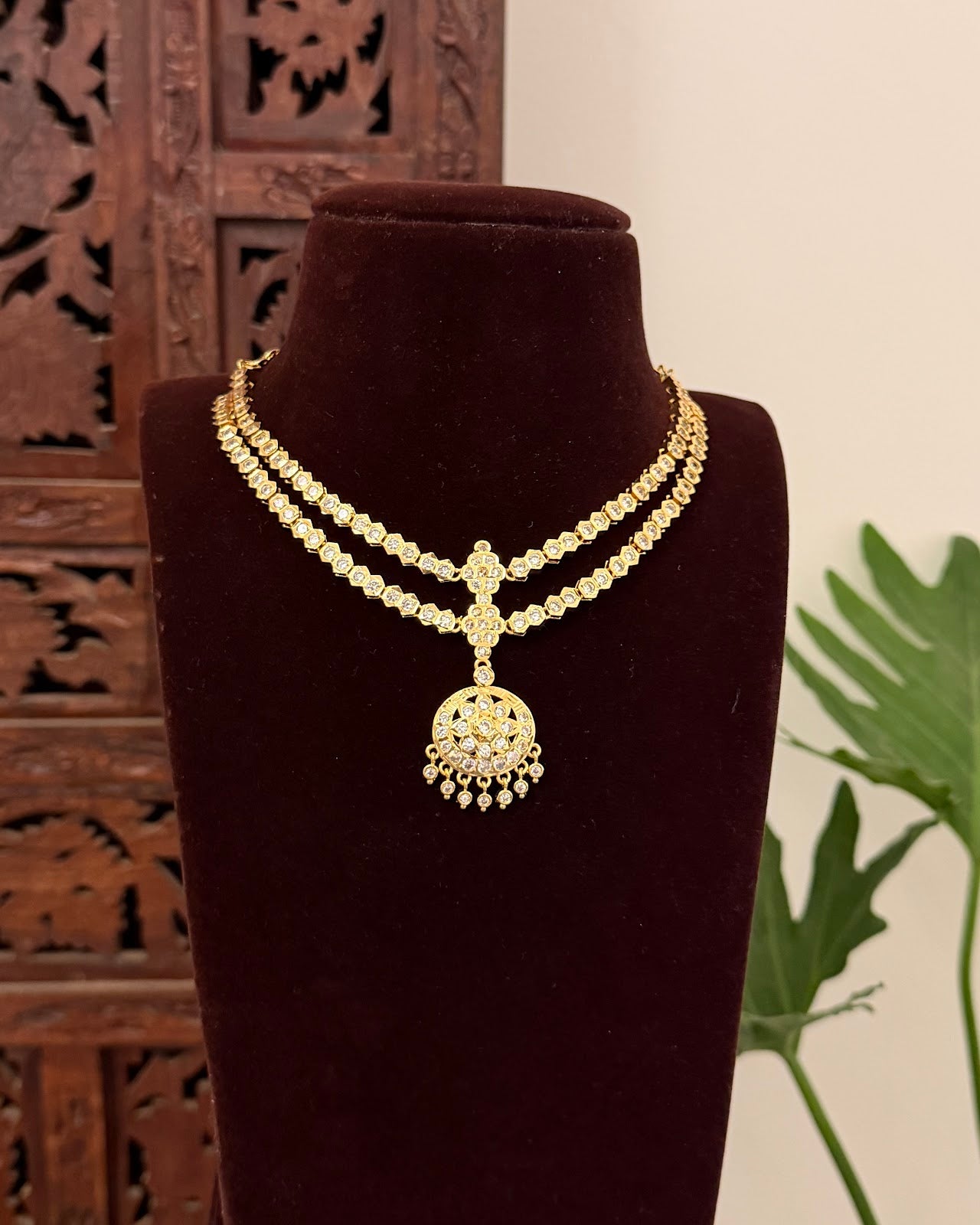 Vintage Impon Double Layer Necklace White NC709