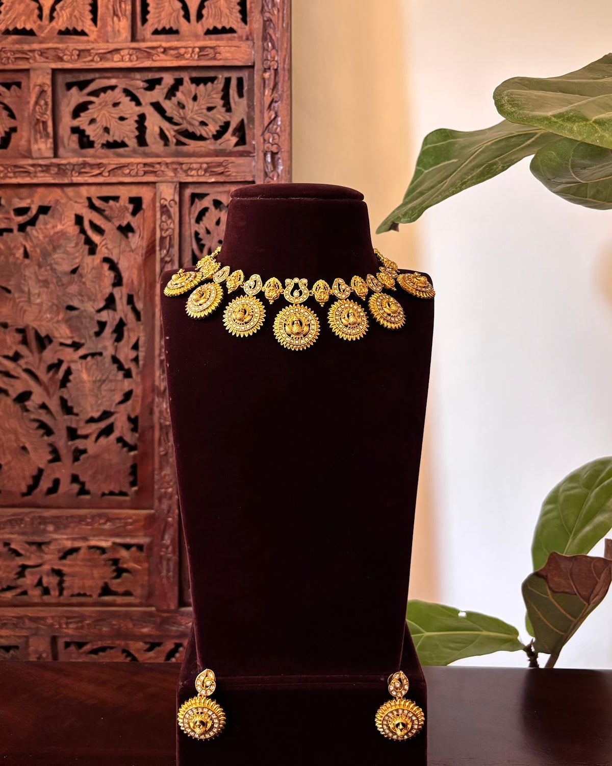 Antique White Kundan Peacock Necklace Set | Handcrafted Heritage Jewellery | NC870