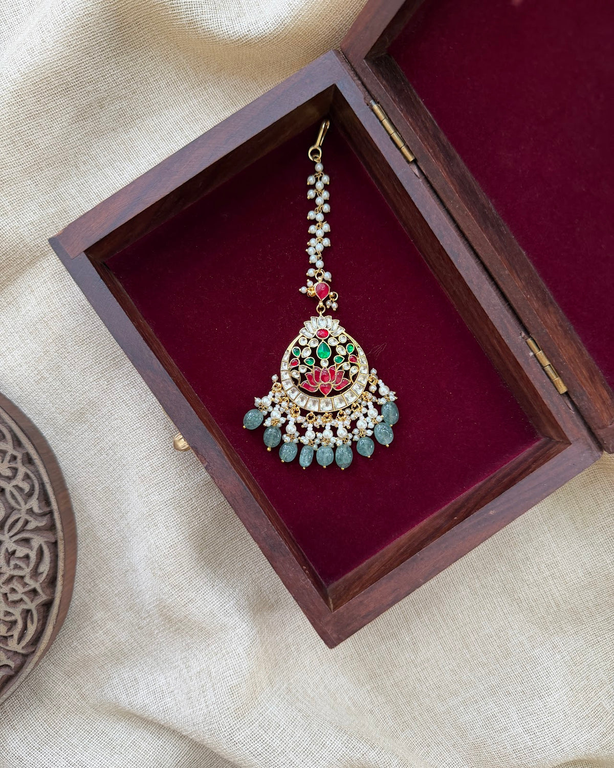 Royal Lotus Jadau Kundan Maang Tikka | Handmade Gold Plated | MT377