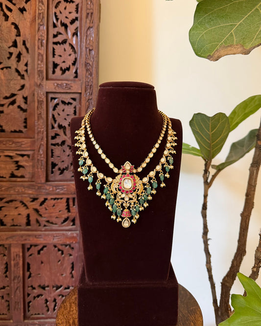 Mossanite Kundan Contemporary Necklace with Earrings  | NC732