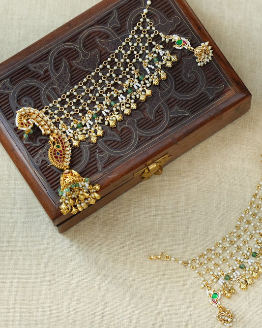 Peacock Statement Multicolor Jhumkas with Ear Chain | Handmade Gold Plated | ER513