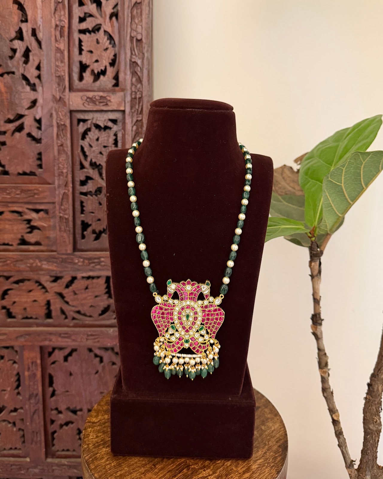 2 in 1 Royal Gandaberunda Multicolor Peacock Jadau Kundan Pendant Necklace | Handmade Gold Plated | NC787