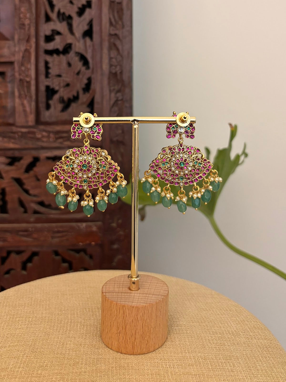 2 in 1 Floral Kundan Statement Earrings | Handmade Gold Plated | ER432