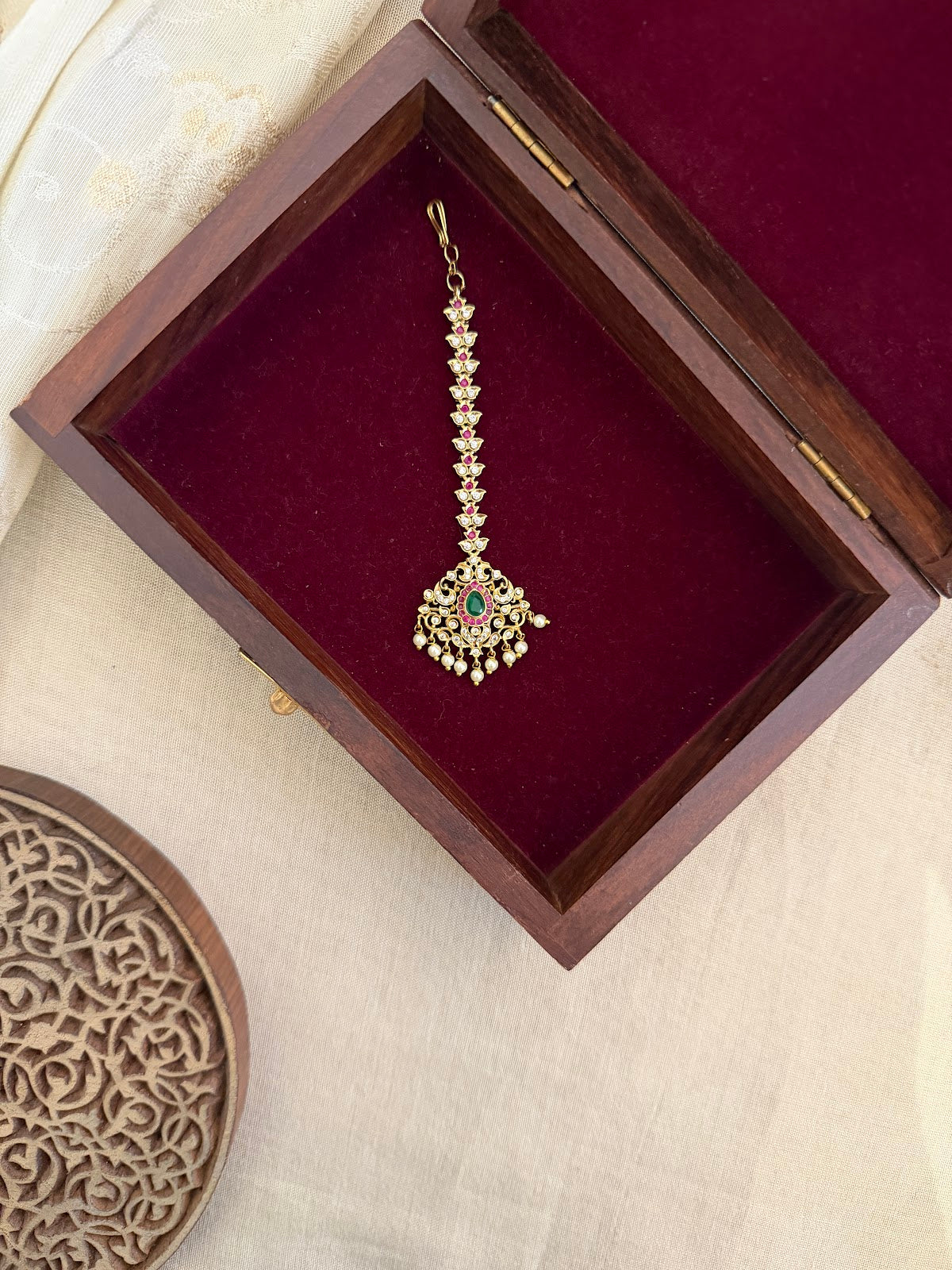 Multi Color Jadau Floral Design Maang Tikka | MT329