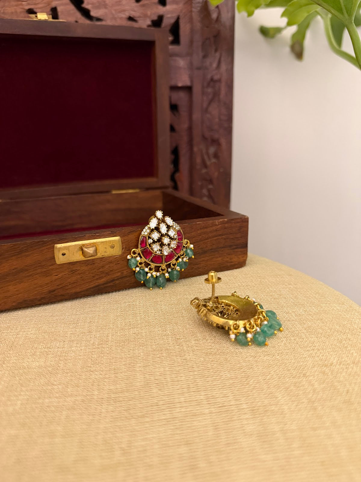 Multicolor Floral Jadau Kundan Jhumkas | ER415