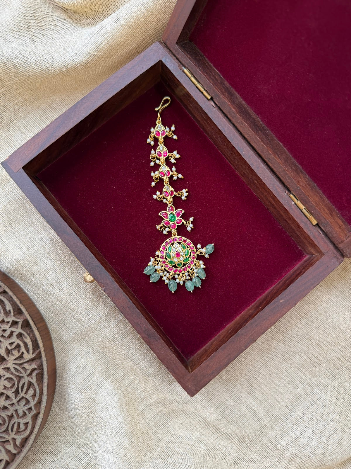 Traditional Jadau Kundan Maang Tikka | Handmade Gold Plated | MT367