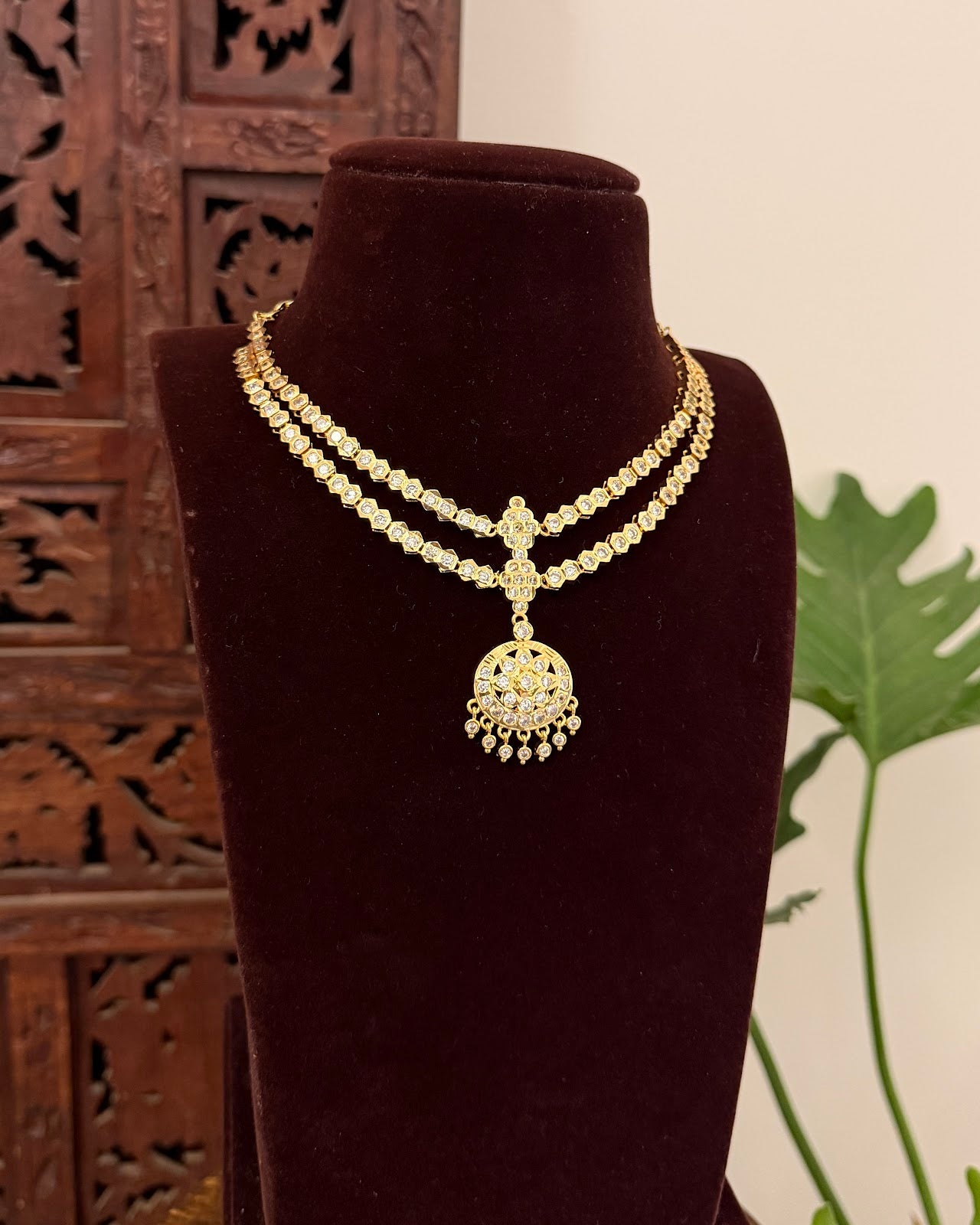Vintage Impon Double Layer Necklace White NC709