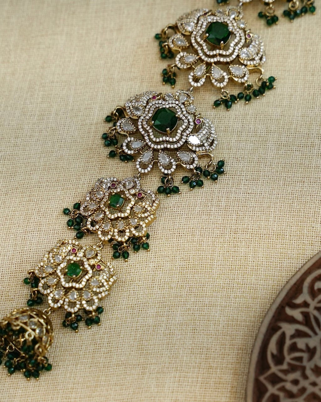 Traditional Long AD Stone Hair Accessory | Green | HA425
