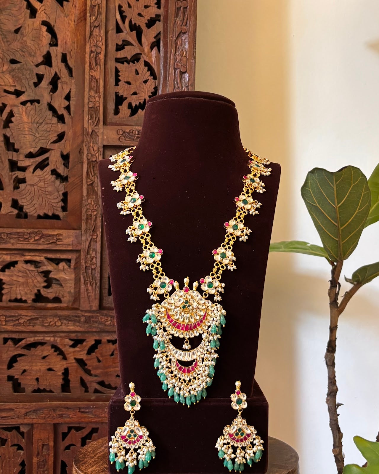 Royal Pachi Kundan Necklace & Earrings Set | Handmade Gold Plated | NC744