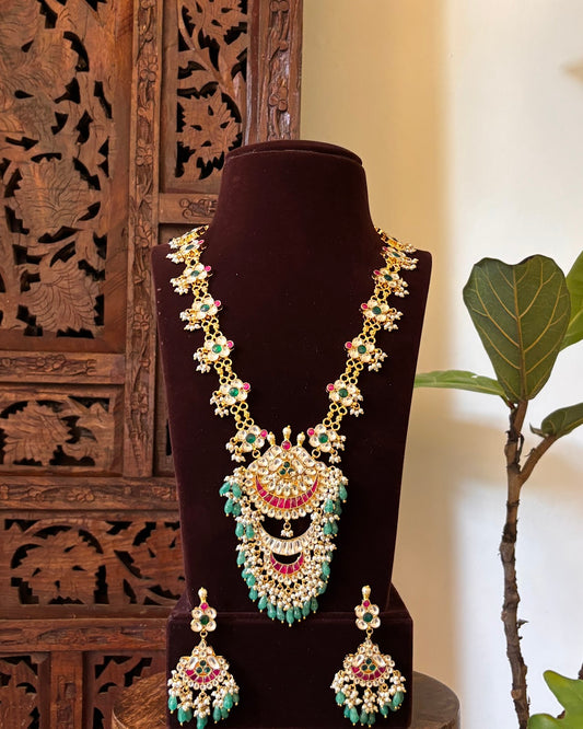 Royal Pachi Kundan Necklace & Earrings Set | Handmade Gold Plated | NC744