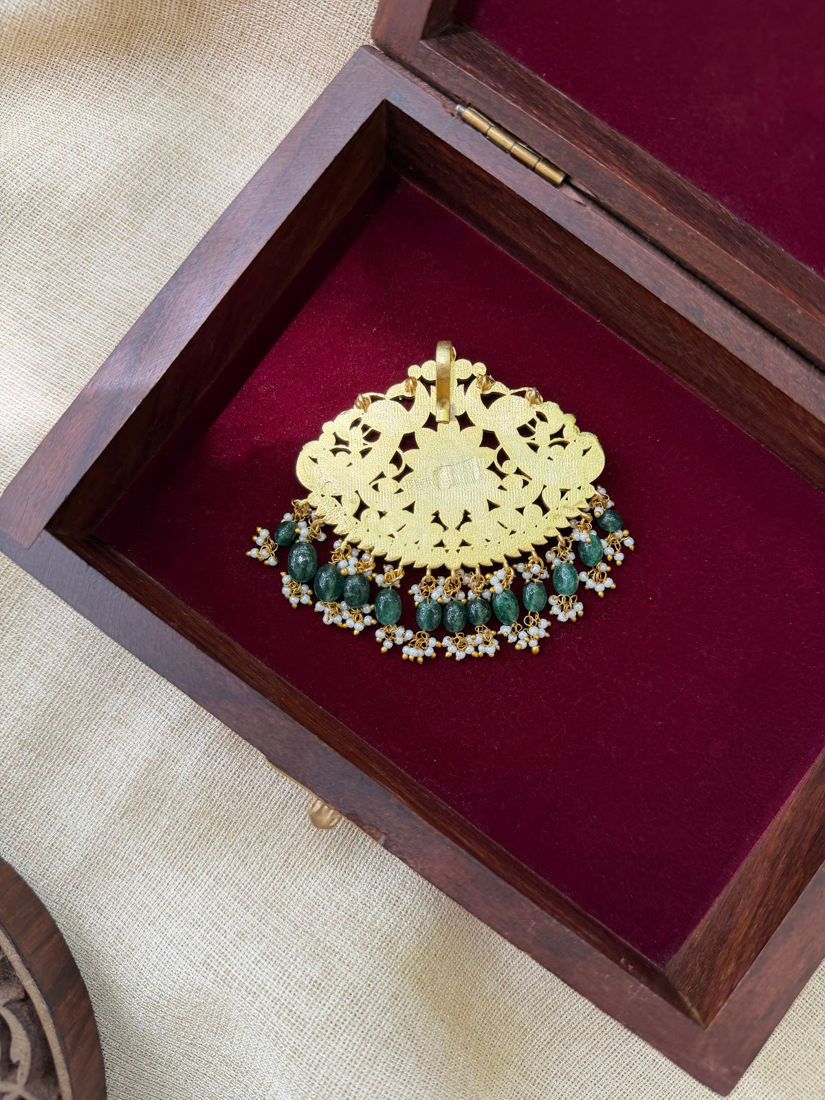 Royal Multicolour Peacock Kundan Pendant | Jadau Floral Design with Pearl Drop | Handmade Gold Plated | HA397