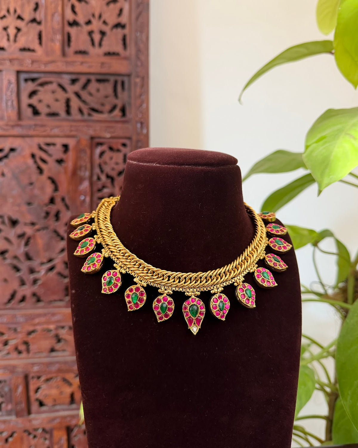 2 in 1 Reversible Mango Necklace with Earrings | Handmade Gold Plated | NC953