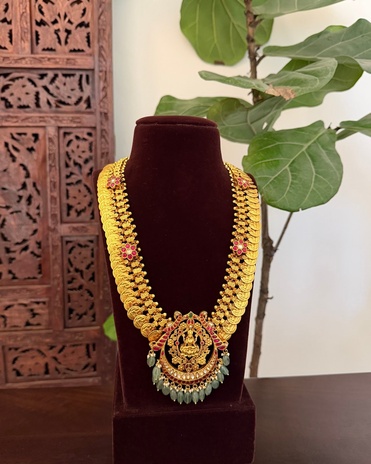 Royal Lakshmi Kaasu Necklace | Heritage-Inspired Handmade Gold Plated | NC830
